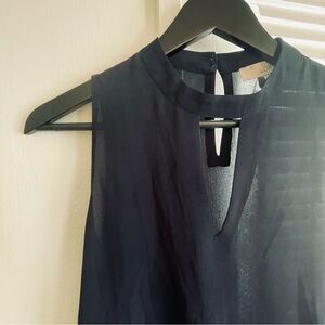 LOFT Sheer Navy Halter Top with Slit, XS